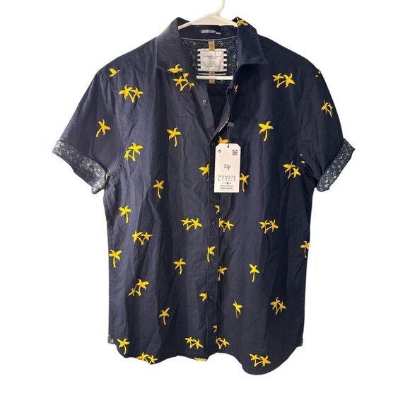 Denim And Flower Ricky Singh Button Down Shirt Palm Trees  Size L $44 NWT - Picture 1 of 7